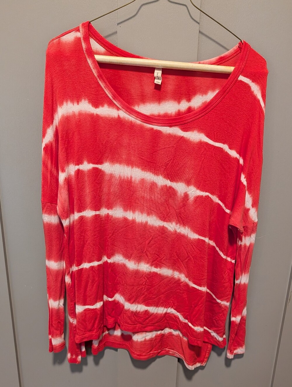 Coral & White Tie Dye Top